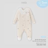 Bộ liền dài tất màu be họa tiết con cáo phối trắng Nous