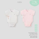 Set 2 bodysuit cộc tay màu trắng và hồng Nous NB2S25-TB2-U06-MW-0M
