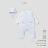 Set quần áo yếm kèm mũ rộng vành màu xanh Nous