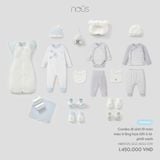 Combo đi sinh 19 món màu trắng họa tiết ô tô phối xanh Nous