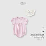 Bodysuit cộc tay màu hồng kèm yếm trắng thêu trang trí Nous