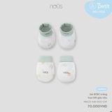 Set bao tay, bao chân trắng họa tiết gấu nâu NB Nous NB1S25-AM1-M02-OW-NB