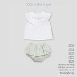 Bộ cộc tay áo trắng phối quần caro xanh Nous NE3S25-SC2-F01-CG-6M