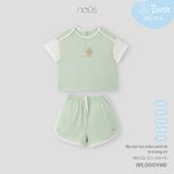 Bộ cộc tay màu xanh lá in trang trí Nous NB3S25-SC2-M10-PG-6M