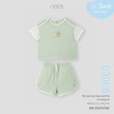 Bộ cộc tay màu xanh lá in trang trí Nous NB3S25-SC2-M10-PG-6M