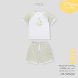 Bộ cộc cài vai trắng phối kẻ caro xanh Nous NB3S25-SC2-M17-PW-9M