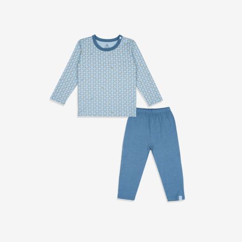 Bộ dài tay cài vai Bambus Iconic 1 1101NS Bubaby Blue inIconic - Xanh đậm E11 12-18m BBB1101NS.18ME11