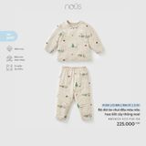 Bộ dài áo chui đầu màu nâu họa tiết cây thông noel Nous