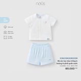 Bộ cộc tay màu trắng in hoàng tử phối quần xanh Nous