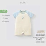 Bộ liền cộc màu trắng phối xanh in họa tiết Nous