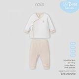 Bộ dài cài lệch áo trắng in cáo đạp xe phối quần be Nous