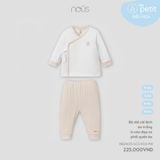 Bộ dài cài lệch áo trắng in cáo đạp xe phối quần be Nous