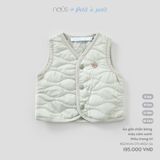 Áo gile chần bông màu xám xanh thêu trang trí Nous