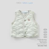 Áo gile chần bông màu xám xanh thêu trang trí Nous