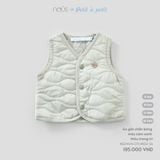 Áo gile chần bông màu xám xanh thêu trang trí Nous