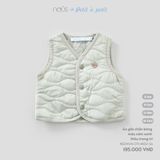 Áo gile chần bông màu xám xanh thêu trang trí Nous