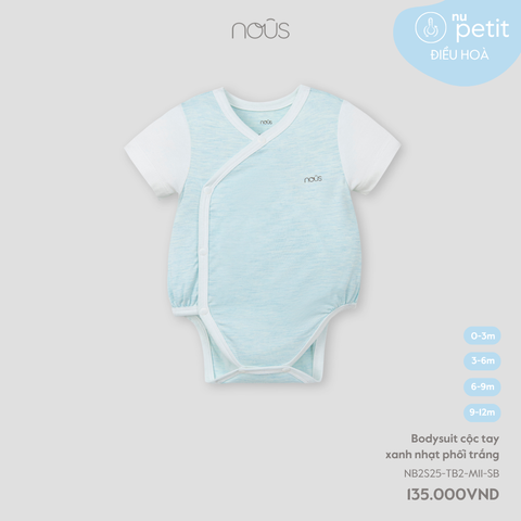 Bodysuit cộc tay xanh nhạt phối trắng Nous NB2S25-TB2-M11-SB-0M