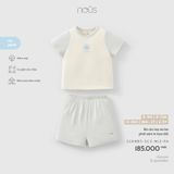 Bộ cộc tay áo be phối xám in họa tiết Nous