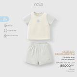 Bộ cộc tay áo be phối xám in họa tiết Nous
