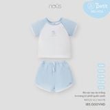 Bộ cộc tay áo trắng in trang trí phối quần xanh Nous NB3S25-SC2-M14-PB-6M