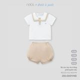 Bộ cộc tay áo trắng phối quần nâu Nous NE2S25-SC2-M01-PW-0M