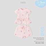 Bộ cộc màu hồng nhạt họa tiết gấu nâu Nous