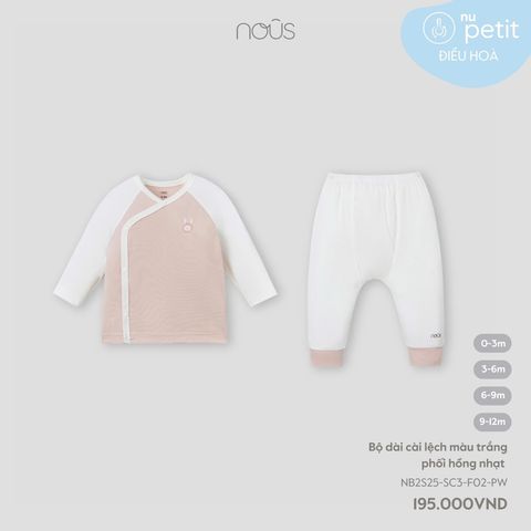 Bộ dài cài lệch màu trắng phối hồng nhạt Nous NB2S25-SC3-F02-PW-0M