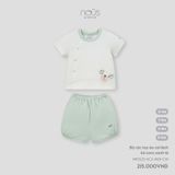 Bộ cộc tay áo cài lệch kẻ caro xanh lá Nous NP2S25-SC2-M01-CW-0M