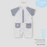 Bộ liền cộc màu trắng in họa tiết màu ghi Nous NB2S25-OP1-M06-OW-0M