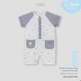 Bộ liền cộc màu trắng in họa tiết màu ghi Nous NB2S25-OP1-M06-OW-0M