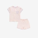 Bộ ngắn tay cài giữa Bambus 130203 Bubaby Hồng - Trắng in Iconic 1 D86 1-3m BBB130203.M13D86