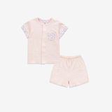 Bộ ngắn tay cài giữa Bambus 130203 Bubaby Hồng - Trắng in Iconic 1 D86 1-3m BBB130203.M13D86