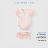 Bộ bodysuit hồng thêu trang trí phối chân váy lưới hồng Nous