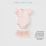 Bộ bodysuit hồng thêu trang trí phối chân váy lưới hồng Nous
