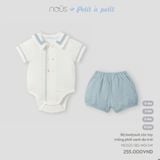 Bộ bodysuit cộc tay trắng phối xanh da trời Nous NE2S25-SB2-M01-SW-0M