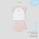 Bộ cộc chui đầu áo trắng phối quần hồng Nous