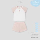 Bộ cộc chui đầu áo trắng phối quần hồng Nous