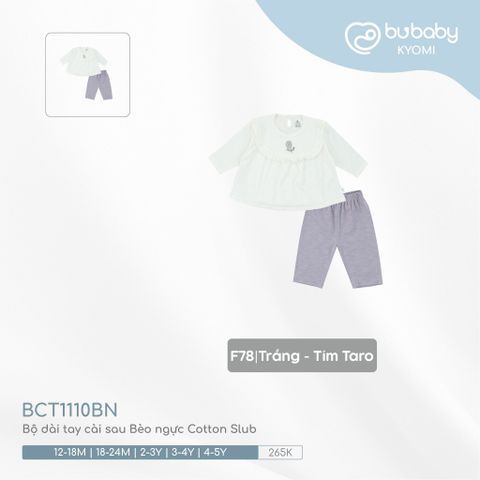 Bộ dài tay cài sau Bèo ngực Cotton Slub Bubaby BCT1110BN.24MF78
