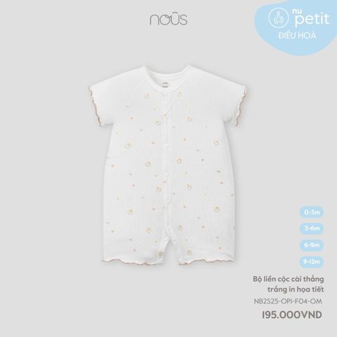 Bộ liền cộc cài thẳng trắng in họa tiết Nous NB2S25-OP1-F04-OM-0M