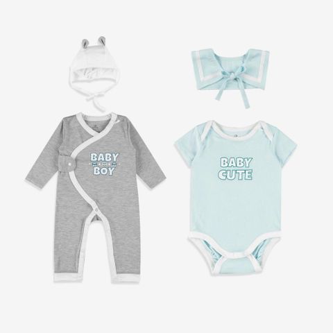 Giftset Body cài chéo, Body chip cổ chồm, Yếm, mũ Full Moon Bubaby GSR6300FM