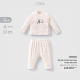 Bộ dài cài lệch kẻ hồng in họa tiết noel Nous