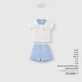 Bộ cộc tay áo phối xanh, quần xanh biển Nous