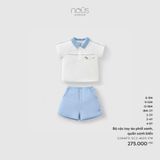 Bộ cộc tay áo phối xanh, quần xanh biển Nous