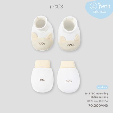 Set bao tay, bao chân màu trắng phối màu vàng Nous NB1S25-AM1-U02-PW-NB