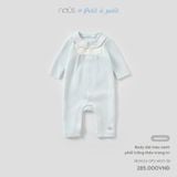 Body dài màu xanh phối trắng thêu trang trí Nous