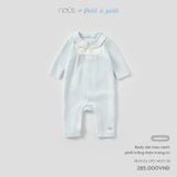 Body dài màu xanh phối trắng thêu trang trí Nous