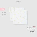 Set 5 khăn sữa muslin trắng họa tiết lê vàng Nous