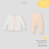 Bộ dài cài thẳng màu trắng phối màu be Nous NB1S25-SC3-U04-PW-NB