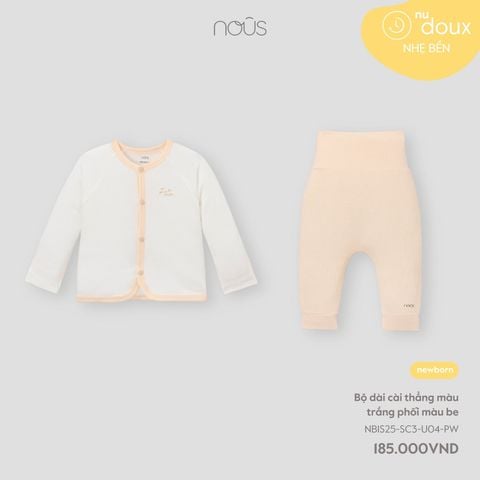 Bộ dài cài thẳng màu trắng phối màu be Nous NB1S25-SC3-U04-PW-NB