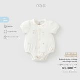 Bodysuit cộc tay cài thẳng màu trắng in họa tiết Nous